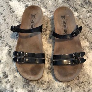 Mephisto black patent sandals